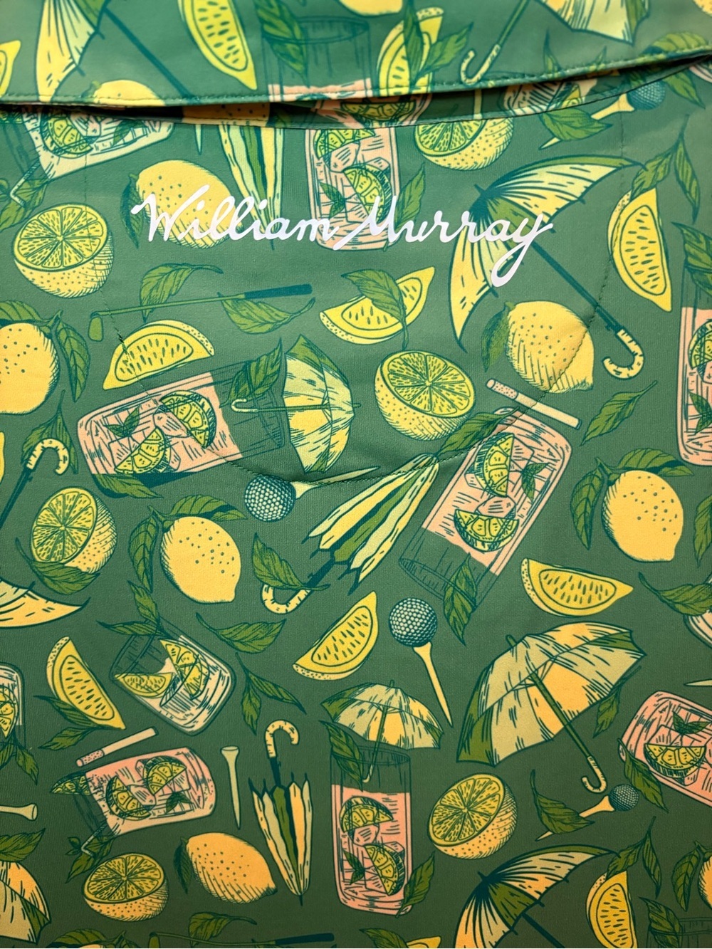 William Murray Golf Polo Large Green Cocktail Citrus Print Performance Shirt - Picture 4 of 7